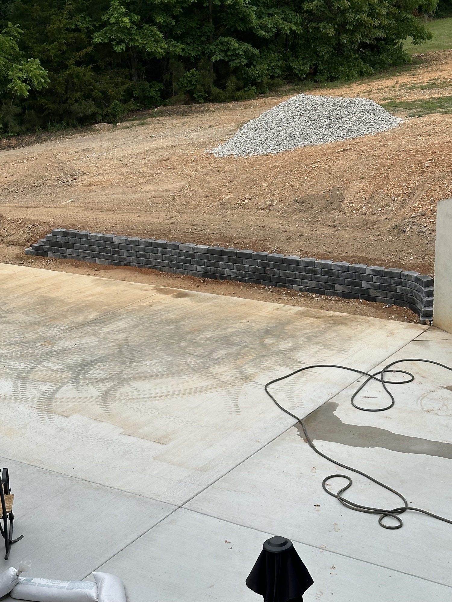 Basement walkout after — retaining wall installed with proper drainage