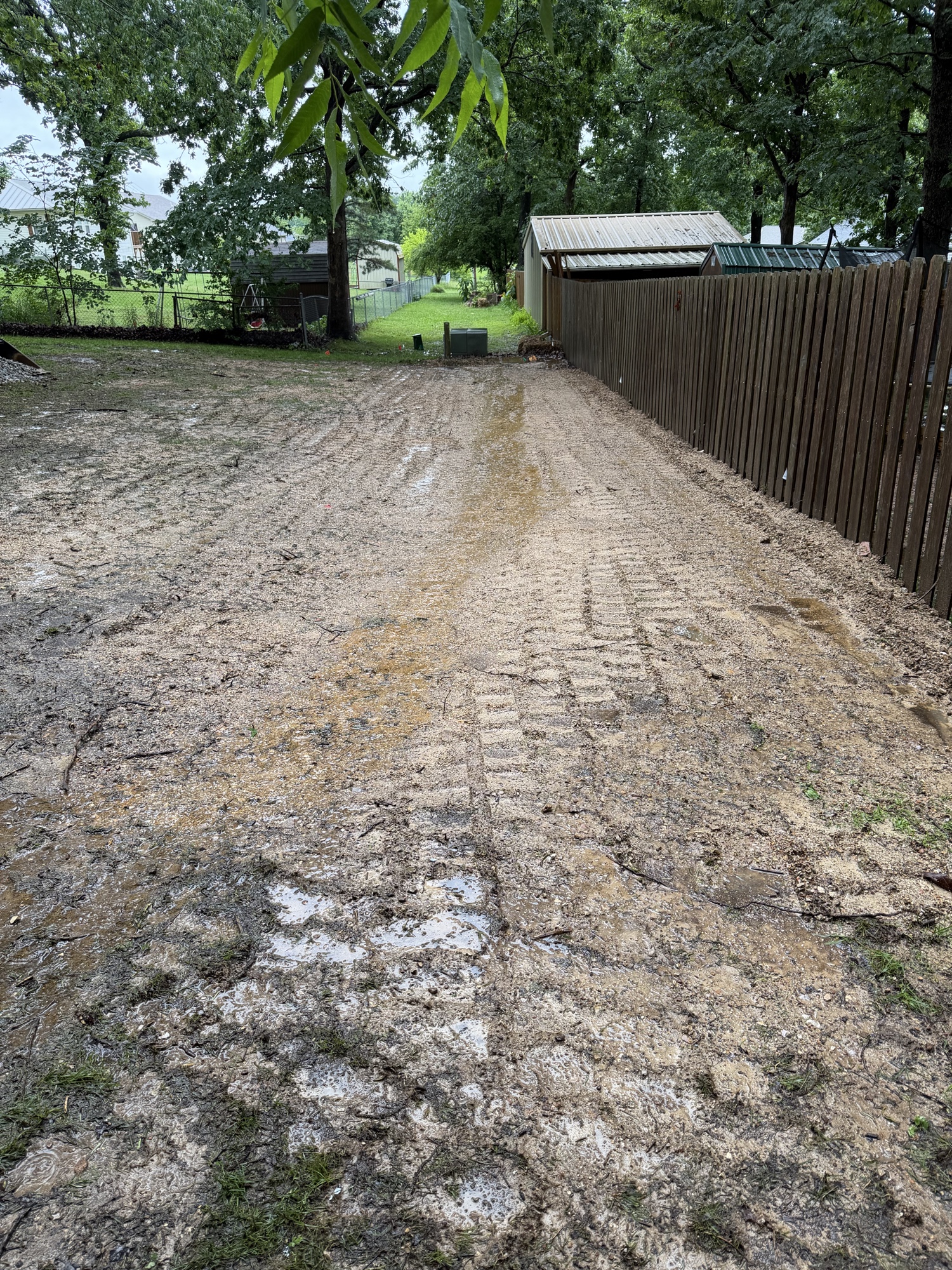 During — berm and trench work in progress
