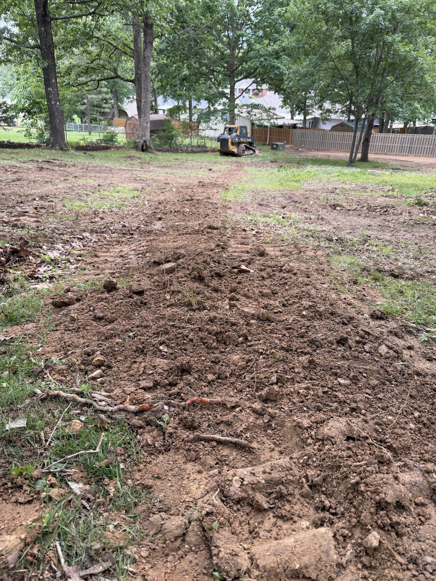 During — drain tile trench cut along swale